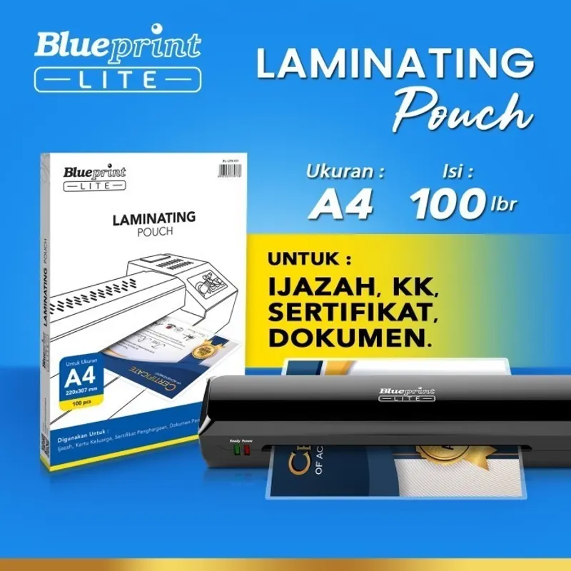 Plastik Laminating Film BLUEPRINT A4 F4 / Laminating Film 100 Micron A4 F4
